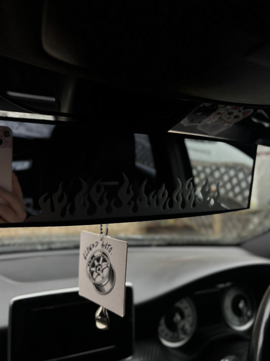 flame engraved mirror