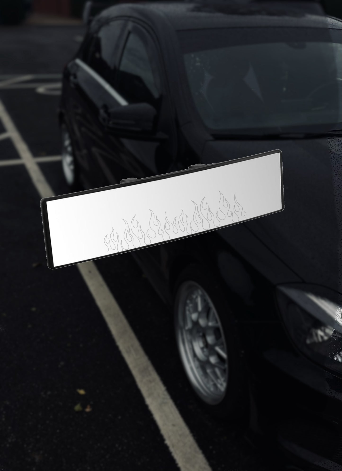 flame engraved mirror