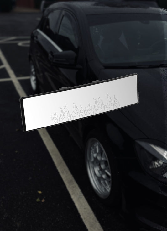 flame engraved mirror